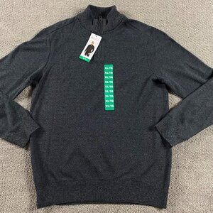 NWT Robert Graham Sweater 1/4 Zip Pullover Men's XL Gray Cotton Knit Fabric